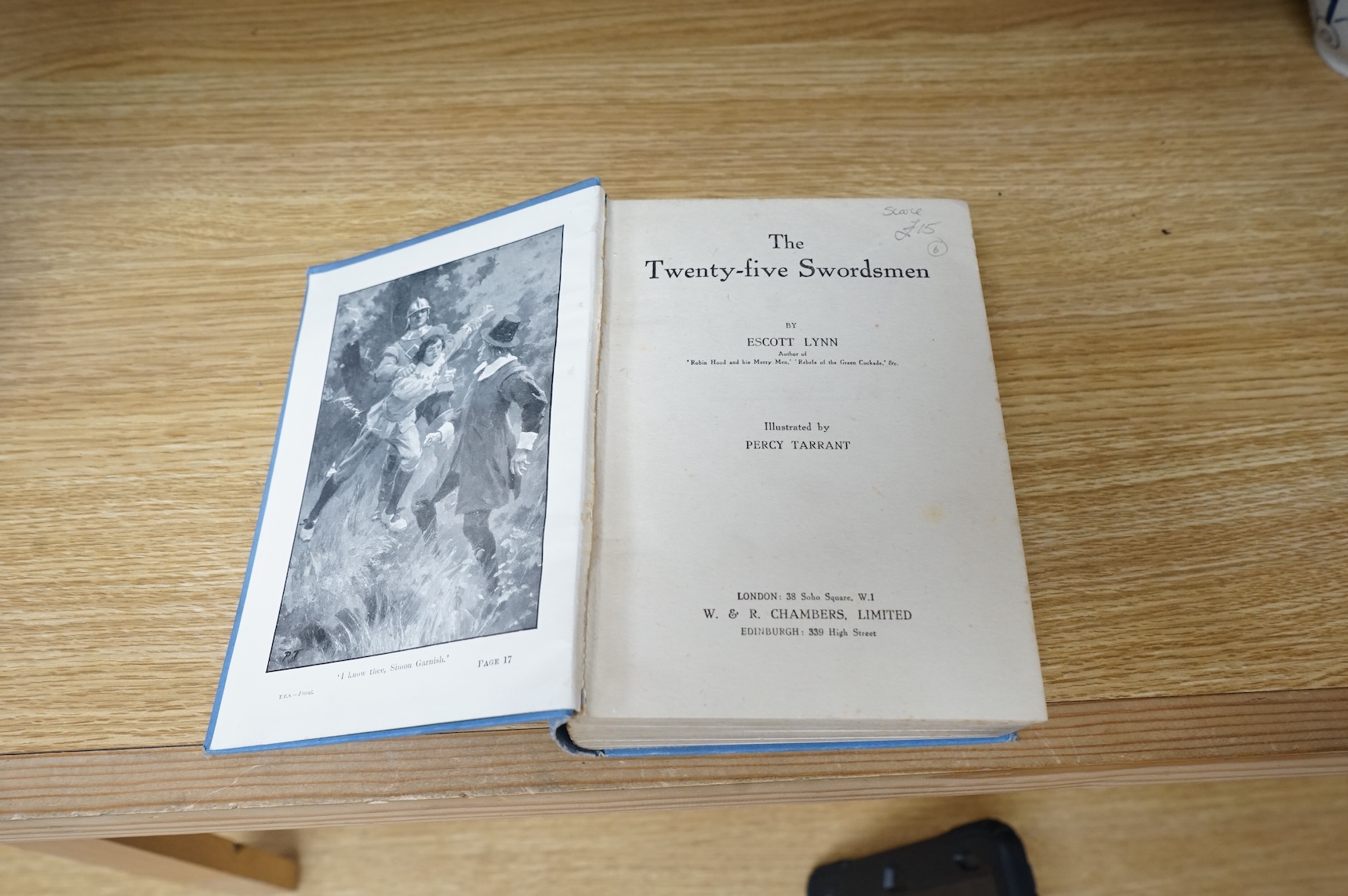Four original monochrome gouache illustrations from the Twenty-five Swordsmen by Escott Lynn, illustrated by Percy Tarrant, each 19 x 12cm